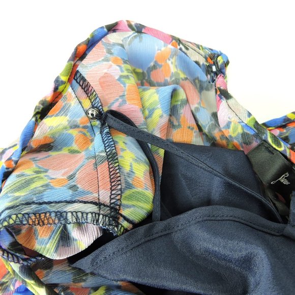 J. Crew Glendale chiffon Dress Watercolor Floral Cinched Smocked Waist XXS - Picture 10 of 11